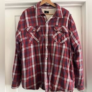 Obey Sherpa Lined Red Plaid Button-Up Shirt / Jacket XXL
